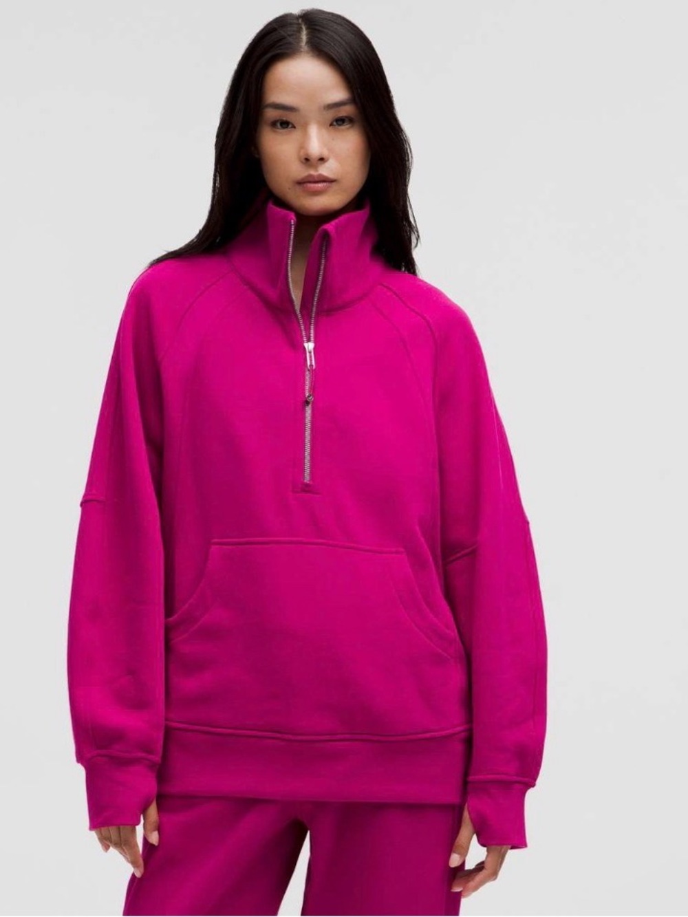 Lululemon Funnel Neck Scuba WomenS Half-Zip Pullover Sweater in Raspberry XL/XXL